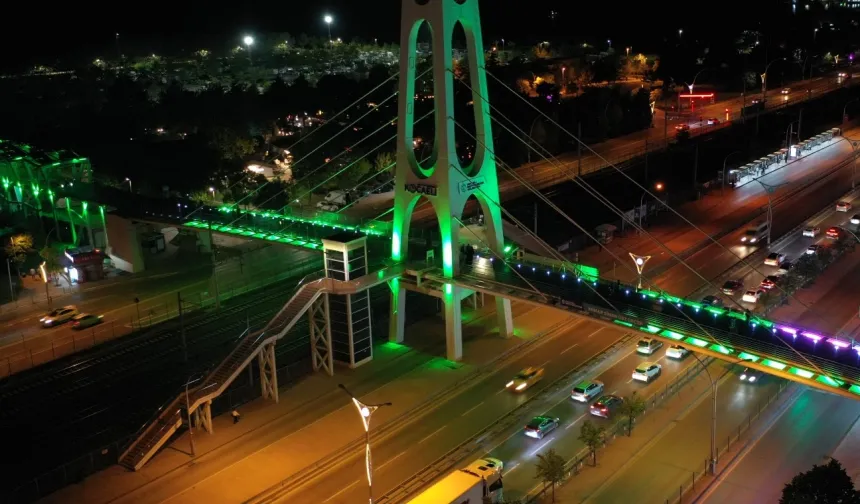 Kocaeli'nde üst geçitler yeşile büründü